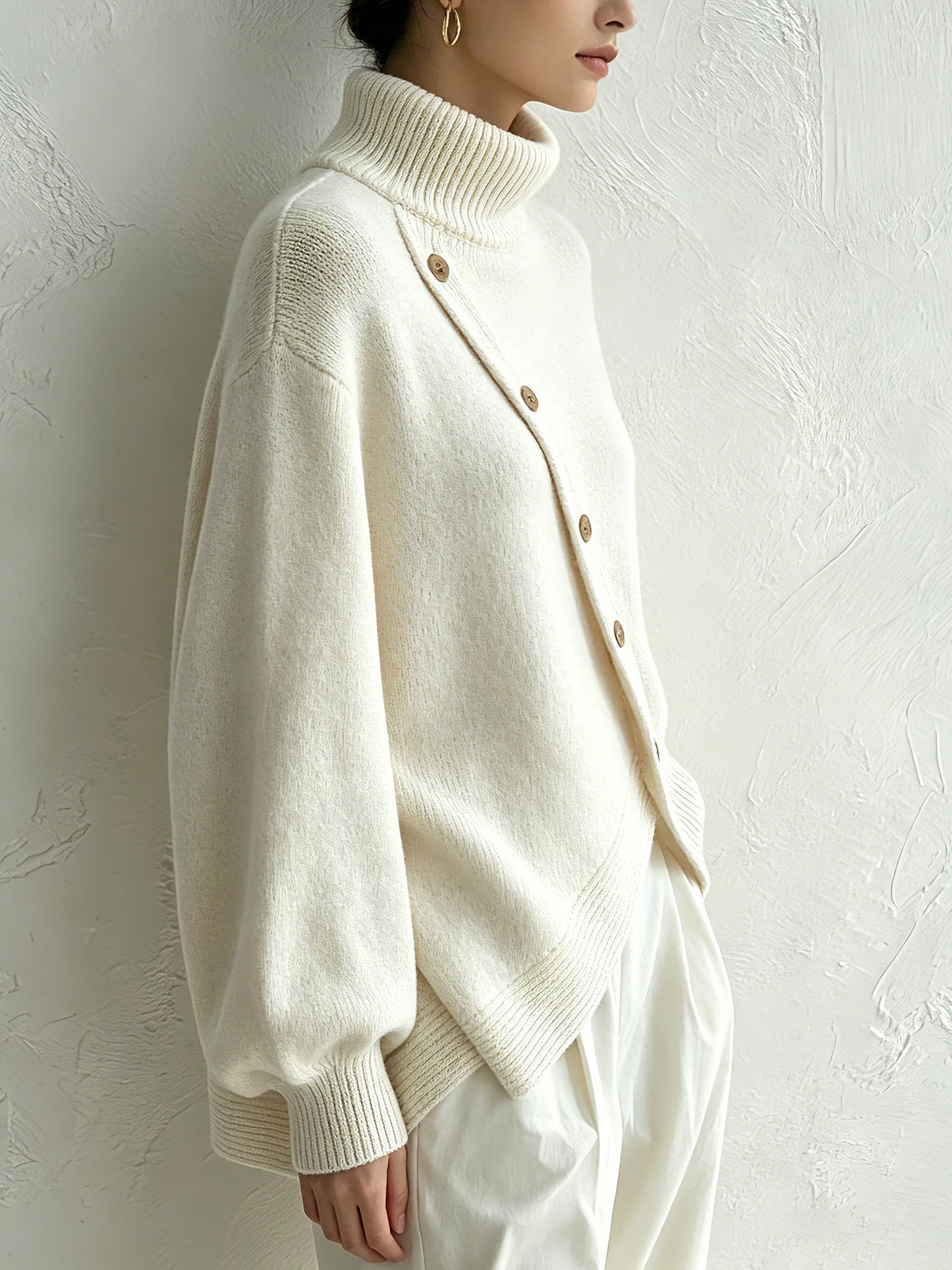 Marlena | Oversize'owy sweter z guzikami