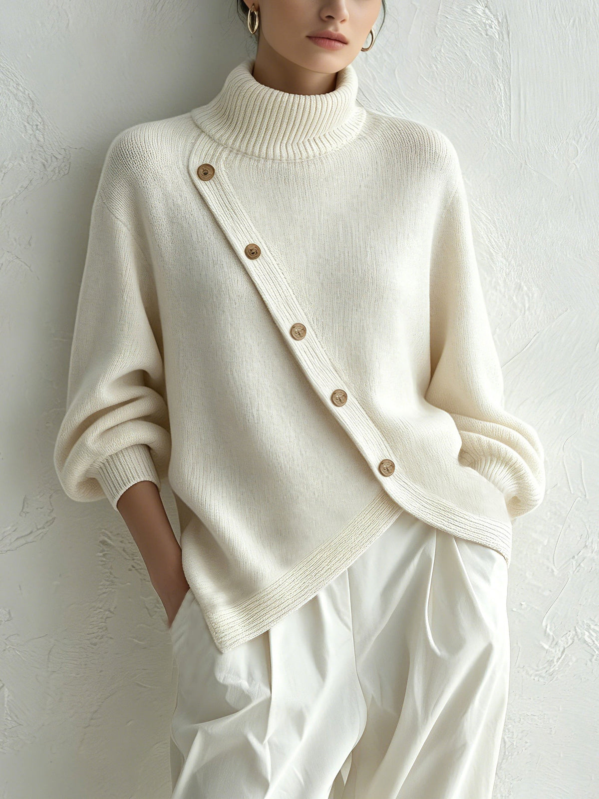 Marlena | Oversize'owy sweter z guzikami
