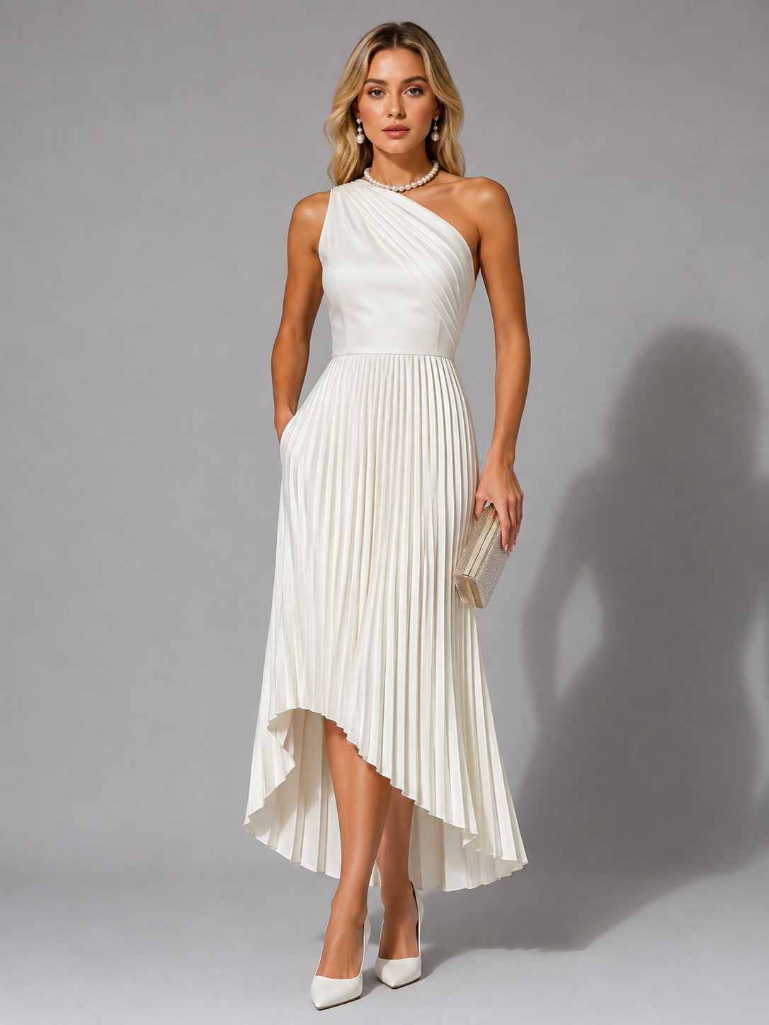 Nela | Asymmetrische jurk met plooien