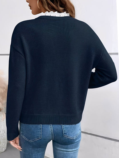 Nina | Sweter z koronkowym wykończeniem