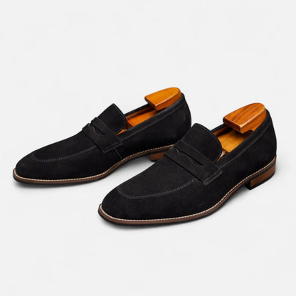Patrycja | Loafersy z zamszową stóp­ką