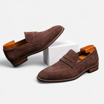 Patrycja | Loafersy z zamszową stóp­ką