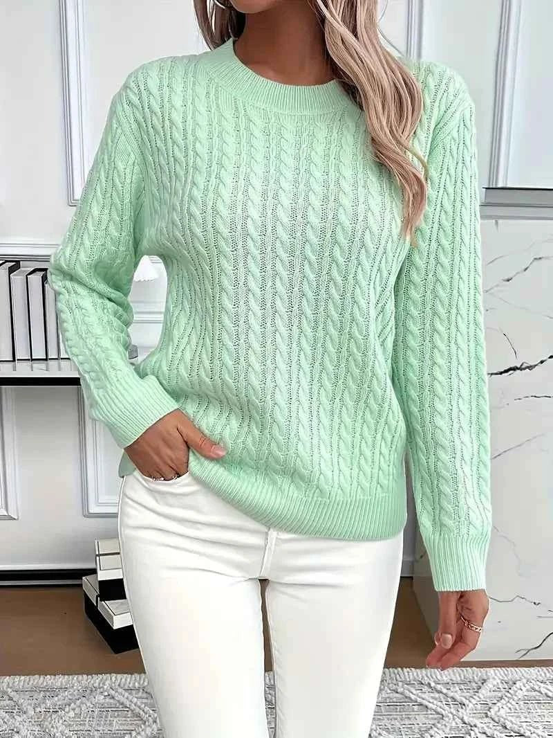 Róża | Sweter ze splotem warkoczowym