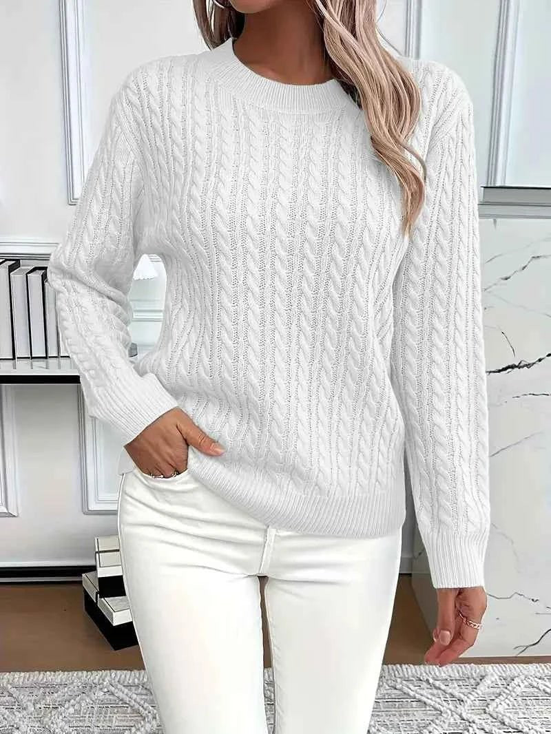 Róża | Sweter ze splotem warkoczowym