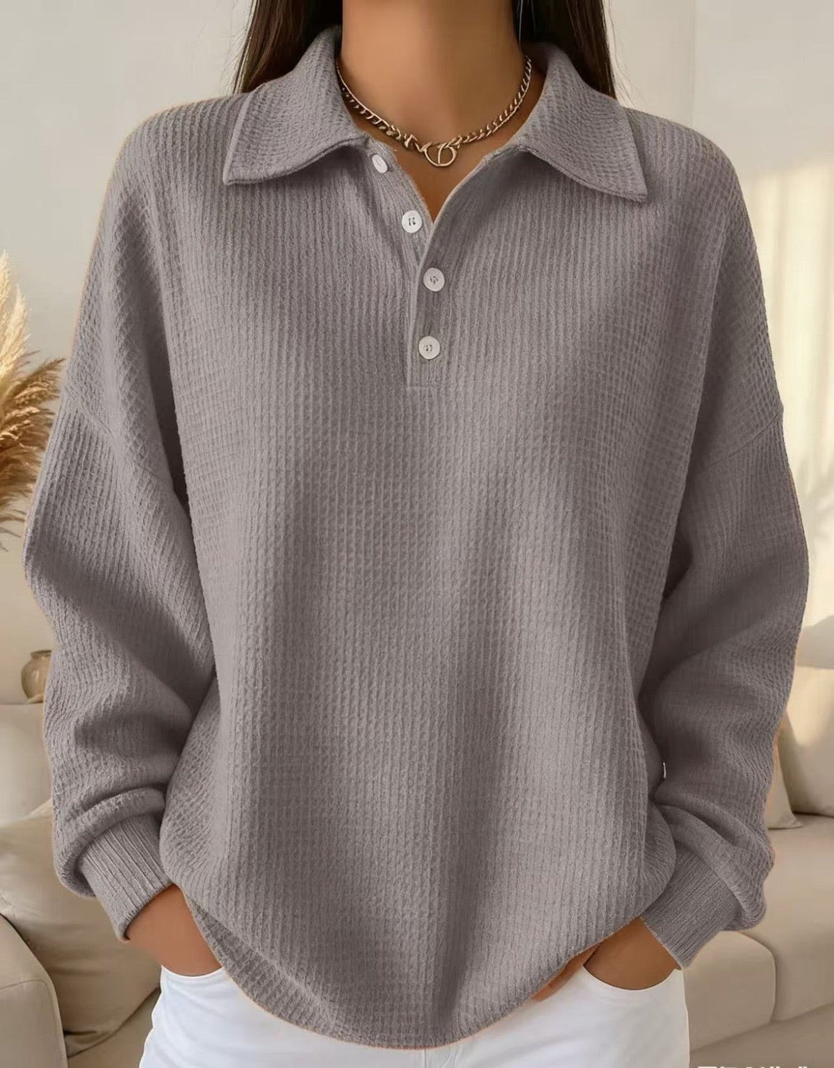 Stella | Sweter polo z guzikami
