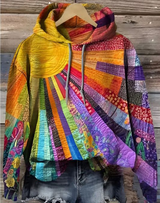 Tola | Bluza z kapturem patchwork bohemian