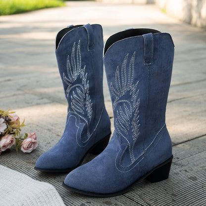 Ula | Cowboylaarzen met geborduurd patroon