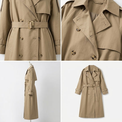 Wera | Lange double-breasted trenchcoat met ceintuur