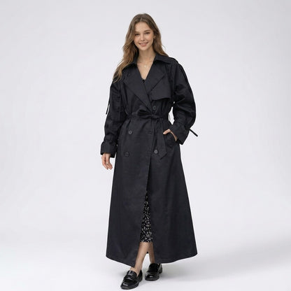Wera | Lange double-breasted trenchcoat met ceintuur