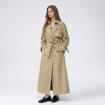 Wera | Lange double-breasted trenchcoat met ceintuur