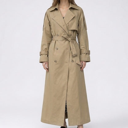 Wera | Lange double-breasted trenchcoat met ceintuur