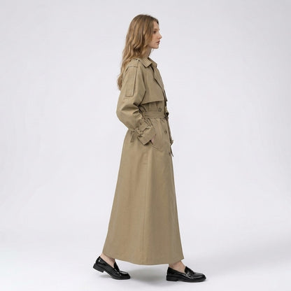 Wera | Lange double-breasted trenchcoat met ceintuur