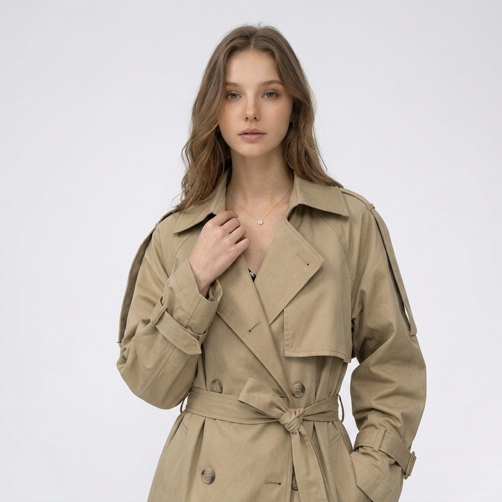 Wera | Lange double-breasted trenchcoat met ceintuur