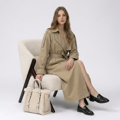 Wera | Lange double-breasted trenchcoat met ceintuur