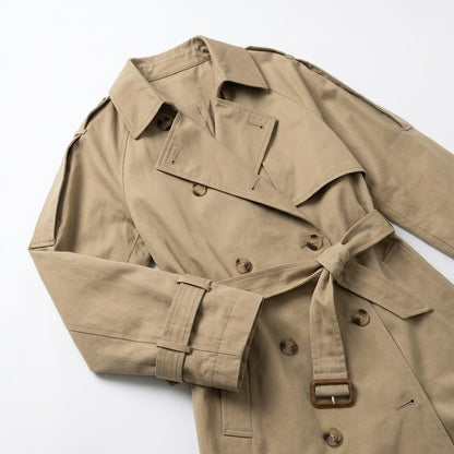 Wera | Lange double-breasted trenchcoat met ceintuur