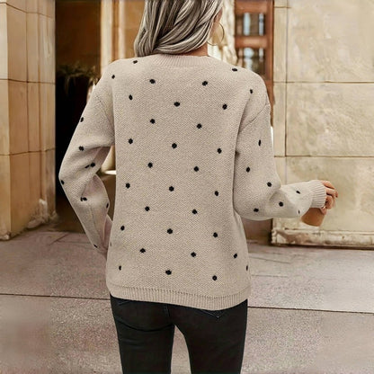 Zofia | Sweter w groszki z okrągłym dekoltem