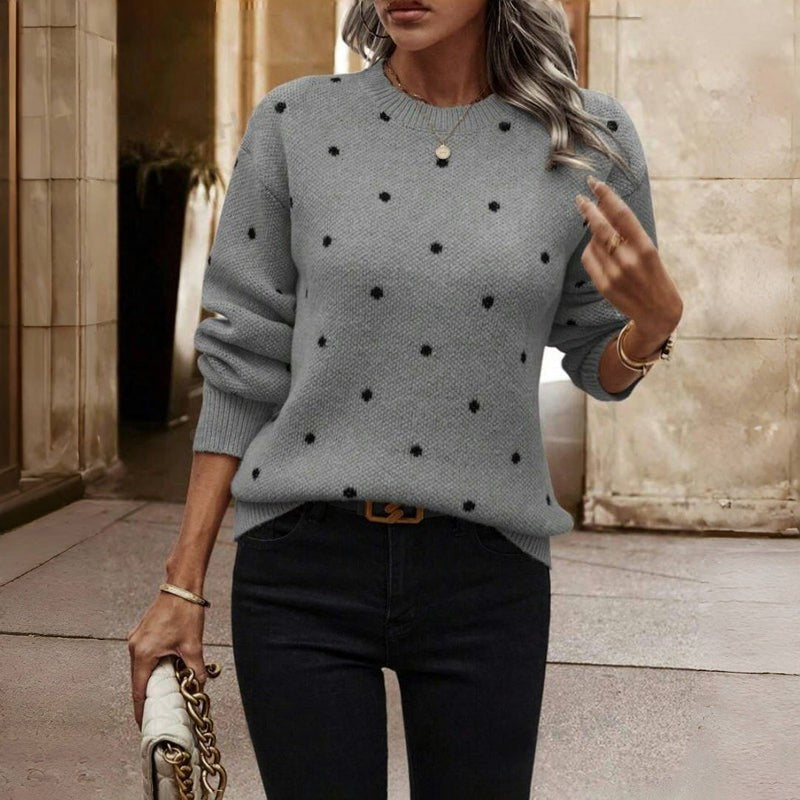 Zofia | Sweter w groszki z okrągłym dekoltem